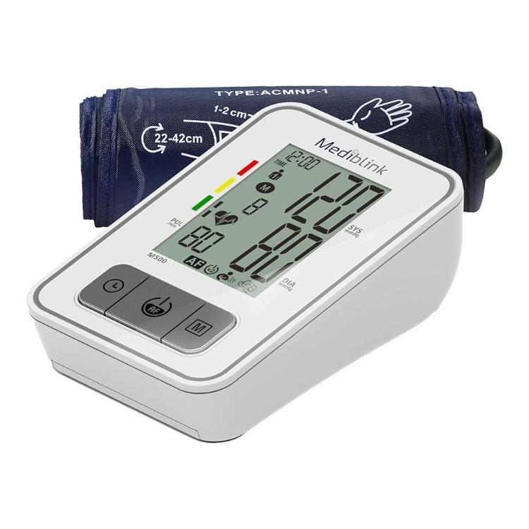 Mediblink M500 AFib merilnik tlaka, velik LCD, nadlahtna manšeta 22–42 cm, zaznavanje AFib.