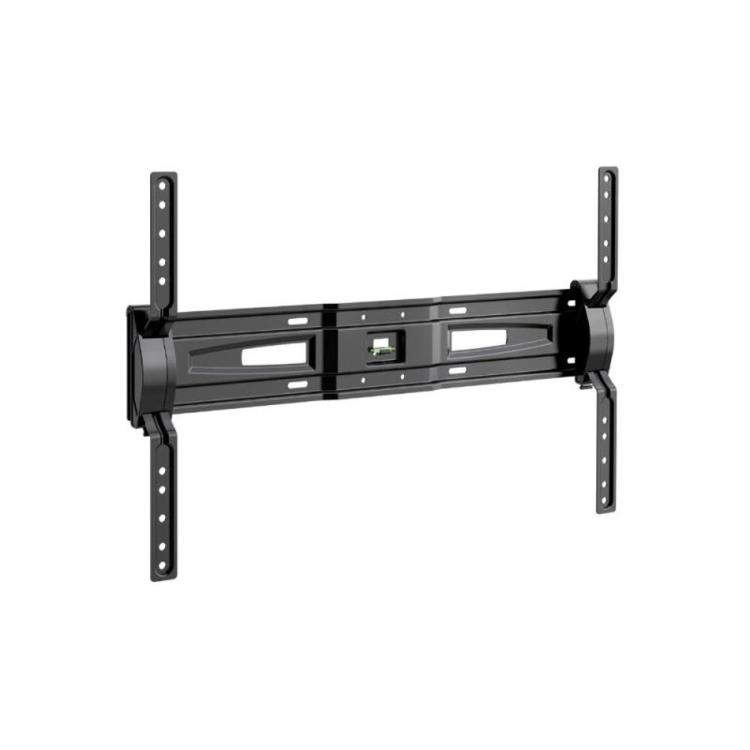 Meliconi stenski nosilec za TV, črn, sprednji pogled z vgrajeno libelo