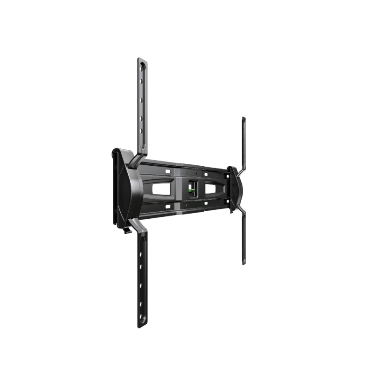 Meliconi stenski nosilec za TV, črn, poševni pogled z montažnimi nosilci