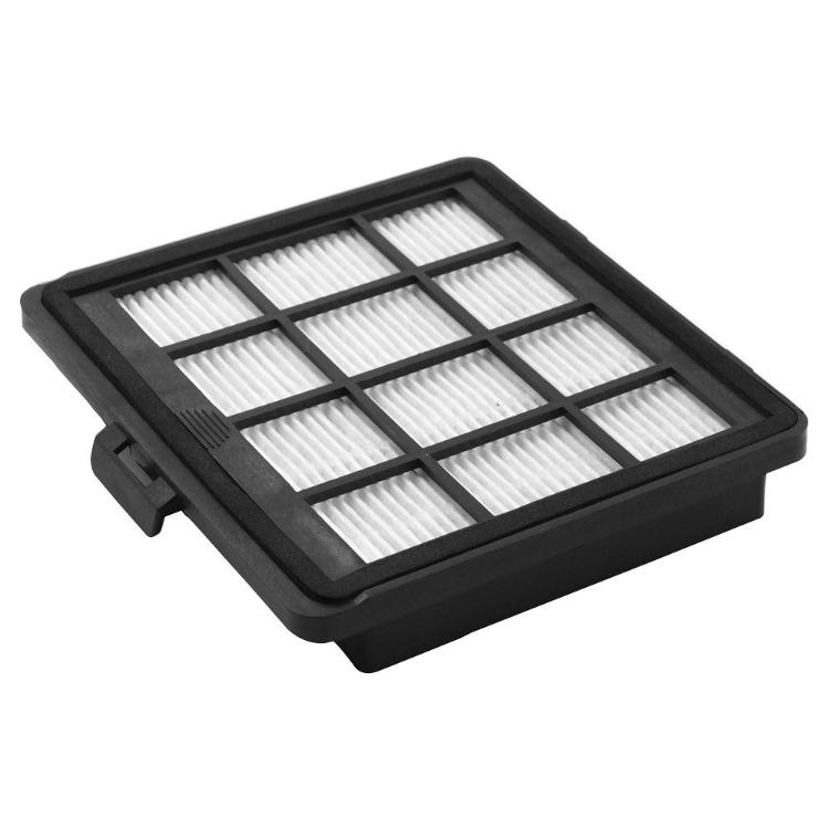 Kvadraten HEPA filter z belim nagubanim vložkom in črnim plastičnim okvirjem