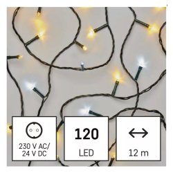Božična veriga nihajoča 120 LED, 12 m, zunanja in notranja, topla/hladna bela_1