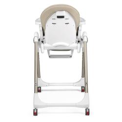 Otroški stolček za hranjenje od zadaj, v bež in beli barvi z vidnim ogrodjem