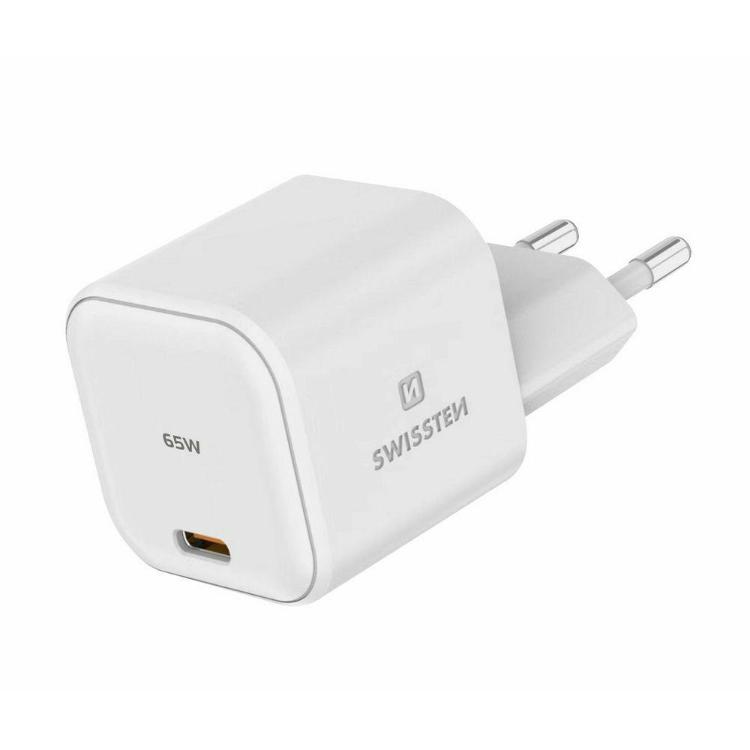Kompaktni hitri polnilnik Swissten GaN 65 W z USB‑C priključkom in podporo Power Delivery omogoča izjemno hitro ter učinkovito polnjenje prenosnikov, tablic, pametnih telefonov in drugih združljivih naprav.