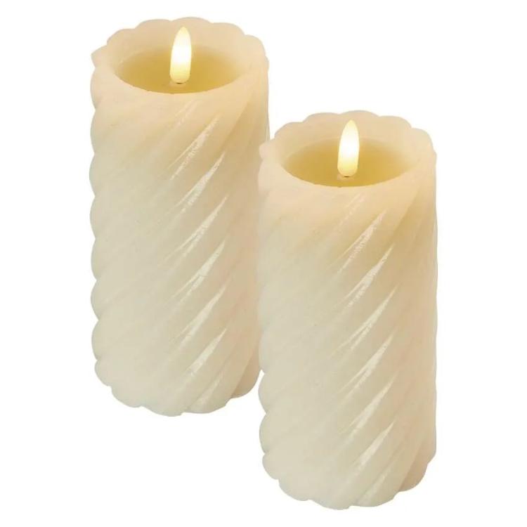 LED dekoracija  voščena svečka, 17 cm, 2x AAA, notranja, toplo bela, 2 kosa
