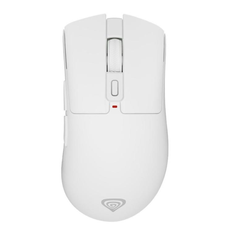 Genesis Zircon 880 Pro gaming miška, pogled od zgoraj z belim ohišjem, koleščkom in gumbom DPI.