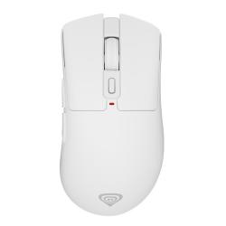 Genesis Zircon 880 Pro gaming miška, pogled od zgoraj z belim ohišjem, koleščkom in gumbom DPI.