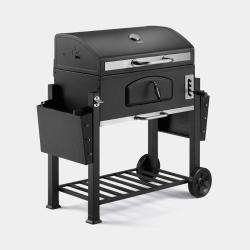 VonHaus XL American BBQ z nastavljivim dovodom zraka, stranskima policama, spodnjo odlagalno rešetko in kolesi za premikanje združuje praktičnost, stabilnost ter enostavno uporabo na prostem.
