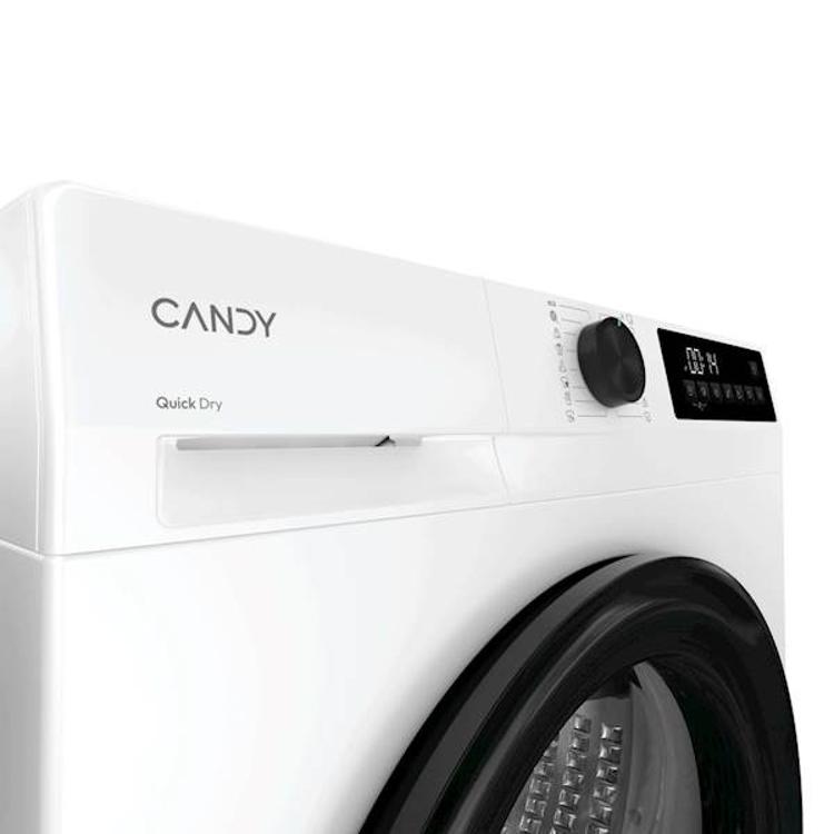 Nadzorna plošča sušilnega stroja Candy s programskim gumbom, digitalnim zaslonom in oznako Quick Dry.