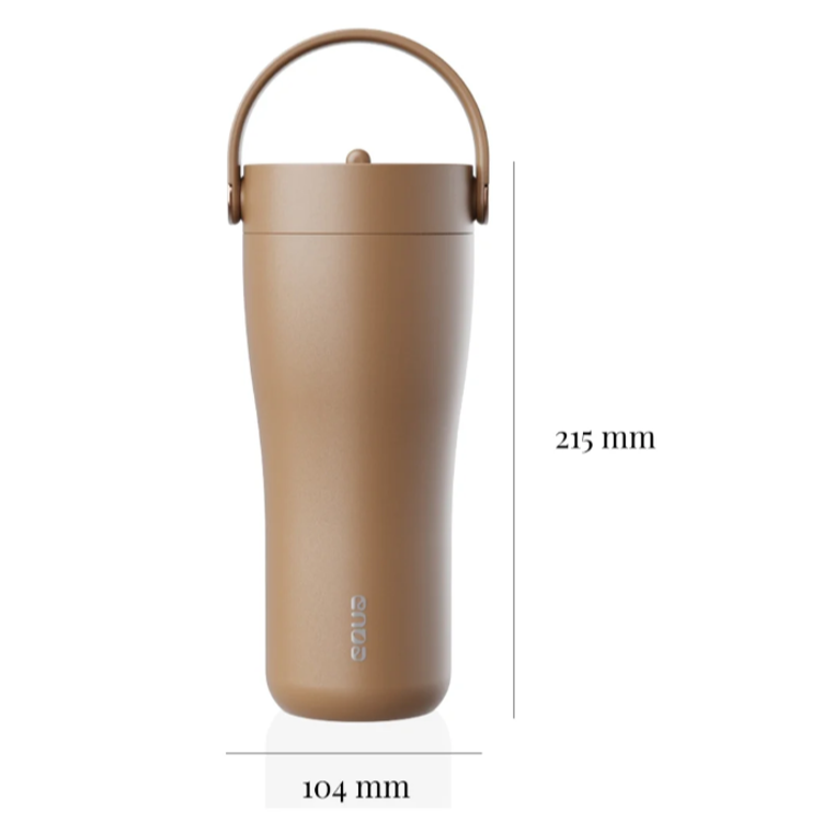 EQUA termovka toffee z merami 215 mm višine in 104 mm širine ter praktičnim ročajem
