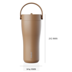 EQUA termovka toffee z merami 215 mm višine in 104 mm širine ter praktičnim ročajem