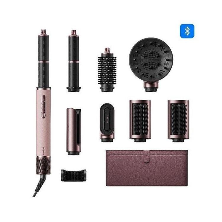 Sušilnik in oblikovalec las Dreame Airstyle Pro Hi, roza, komplet z nastavki, etuijem za shranjevanje in Bluetooth povezavo.