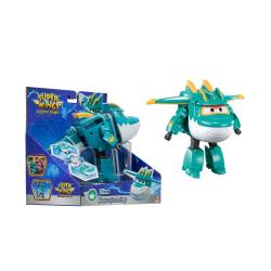 Transformirajoča figura Tino iz Super Wings Electric Heroes, ki se iz letala spremeni v robota dinozavra, primerna za otroke 3+.