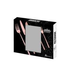 Embalaža jedilnega pribora Serena v rose gold barvi, 30‑delni komplet iz nerjavečega jekla.