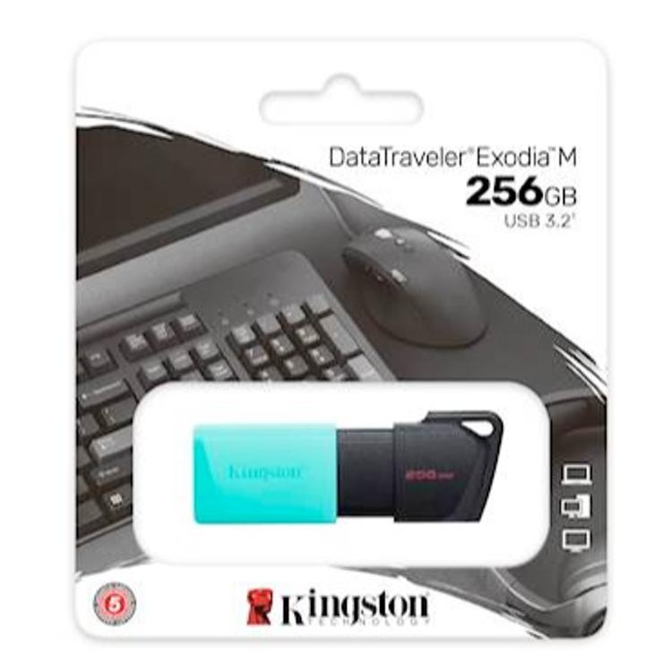 USB ključ Kingston 256GB DT Exodia M, 3.2 Gen1, črno zelen, drsni priključek