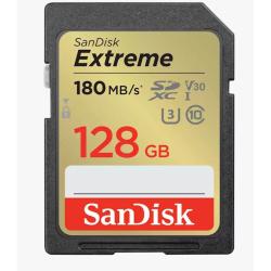 Spominska kartica SanDisk SDXC 128GB Extreme, 180/90MB/s, UHS-I, C10, U3, V30