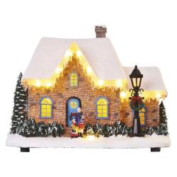 LED božična hiška, 20,5 cm, 3× AA, notranja, topla bela
