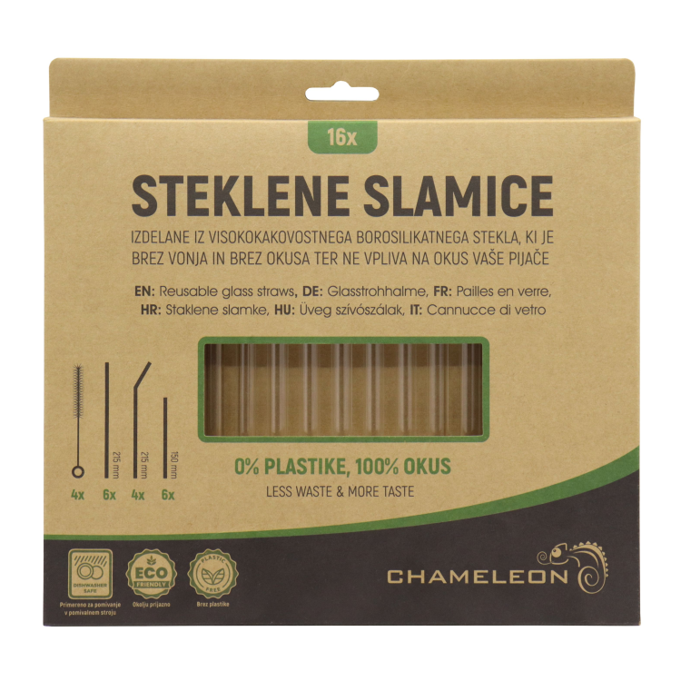 Steklene slamice Chameleon, 16 slamic, 9 mm