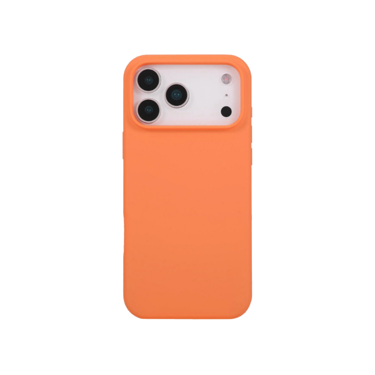 Silikonski oranžen ovitek za Apple iPhone 17 Pro z mehkim (soft touch) zaključkom in natančno oblikovanim izrezom za kamero 