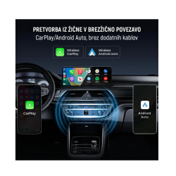 Pretvorba v brezžično povezavo CarPlay/Android Auto brez kablov; univerzalni USB‑C avto adapter.