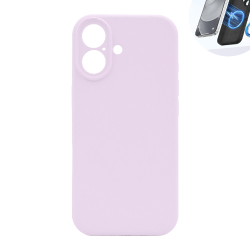 Pastelno vijoličen silikonski ovitek N‑Soft Magnetic za Apple iPhone 17 s podporo MagSafe, mehkim mat zaključkom in vgrajenim magnetnim obročem.