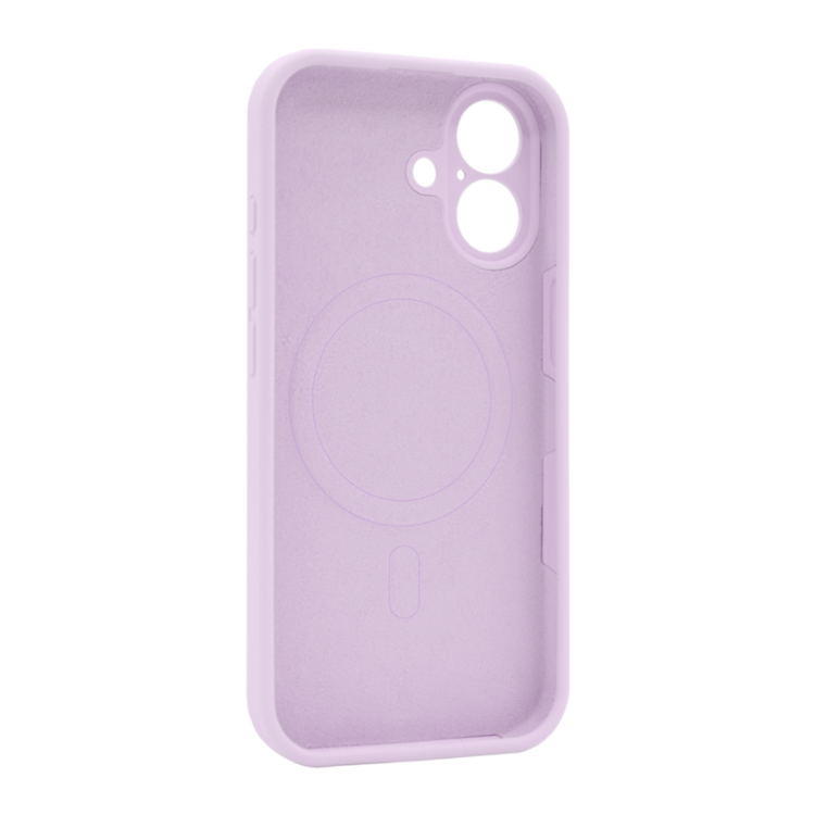 Pastelno vijoličen silikonski ovitek N‑Soft Magnetic za Apple iPhone 17 z vgrajenim MagSafe magnetnim obročem in mehkim mat zaključkom.
