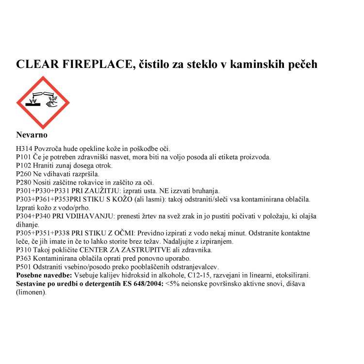 Čistilo za steklo kaminskih peči, Clear Fireplace_2