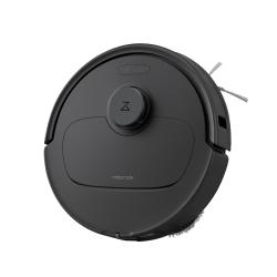 Črn robotski sesalnik Roborock Qrevo S Pro z LiDAR navigacijo, prikazan od zgoraj z elegantnim minimalističnim dizajnom.