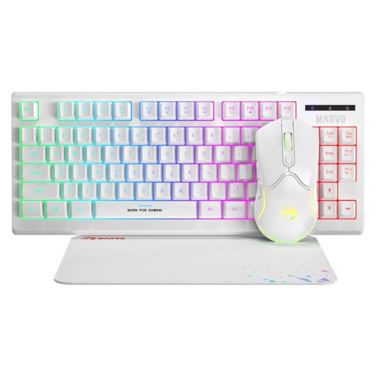 Komplet Marvo CM310 tipkovnica, miška, podlaga 3v1, bela