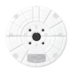 Spodnja stran podstavka Xiaomi stolpnega ventilatorja z nosilcem za pritrditev ohišja, protizdrsnimi nogicami in identifikacijsko nalepko izdelka