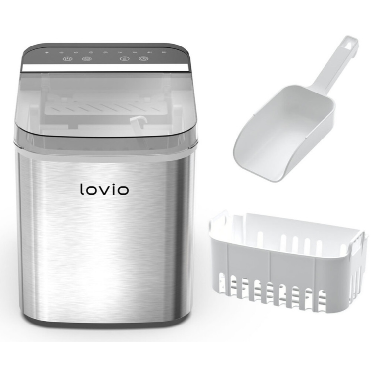 Namizni ledomat z zajemalko in snemljivo košarico za led