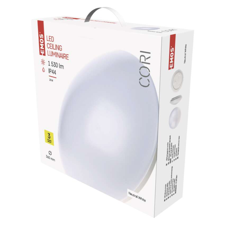 Nadometno LED svetilo Emos CORI, okroglo, 18W, IP44, nevtralno bela