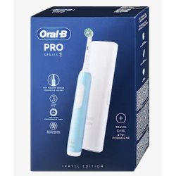 Električna zobna ščetka Oral‑B Pro Series 1 Travel Edition, z etuijem, 3 načini čiščenja in senzorjem pritiska.