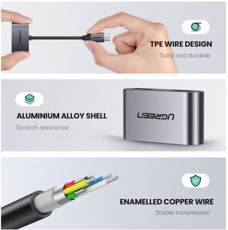 Trpežna zasnova z aluminijastim ohišjem in bakrenim jedrom zagotavlja stabilen prenos zvoka.