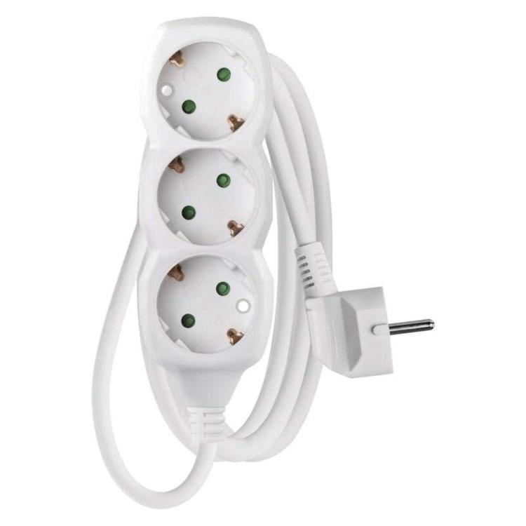 Podaljšek Emos 1,5 m / 3 vtičnice / beli / PVC / 1 mm2