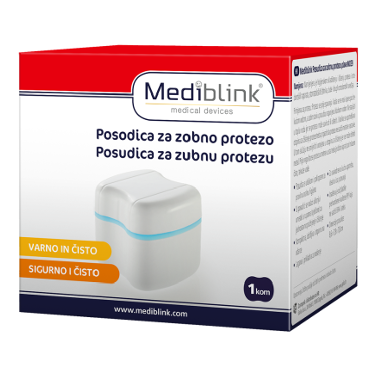 Posodica za zobno protezo Mediblink M039, modra