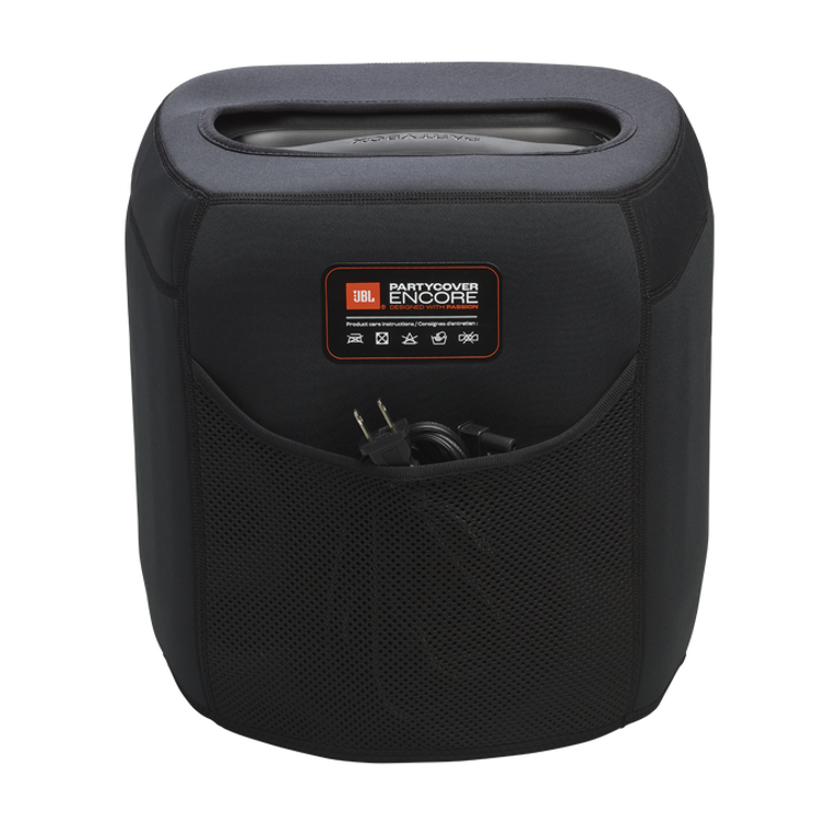Zadnja stran zaščitne torbe JBL PartyCover Encore 2 z mrežastim žepom za shranjevanje kabla.