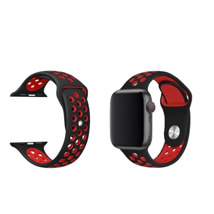 Silikonski pašček Sport za Apple Watch, 42/44/45 mm, črno-rdeč_1