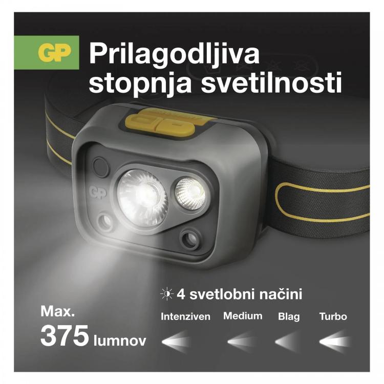 Naglavna LED svetilka GP Discovery CHW54, 375 lm