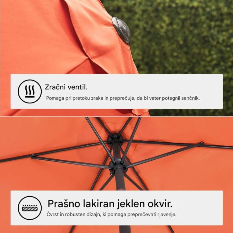 Senčnik VonHaus UV30+, 2,7 m, oranžen, samostoječi