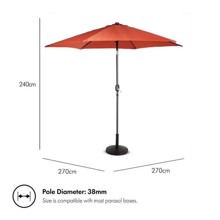 Senčnik VonHaus UV30+, 2,7 m, oranžen, samostoječi