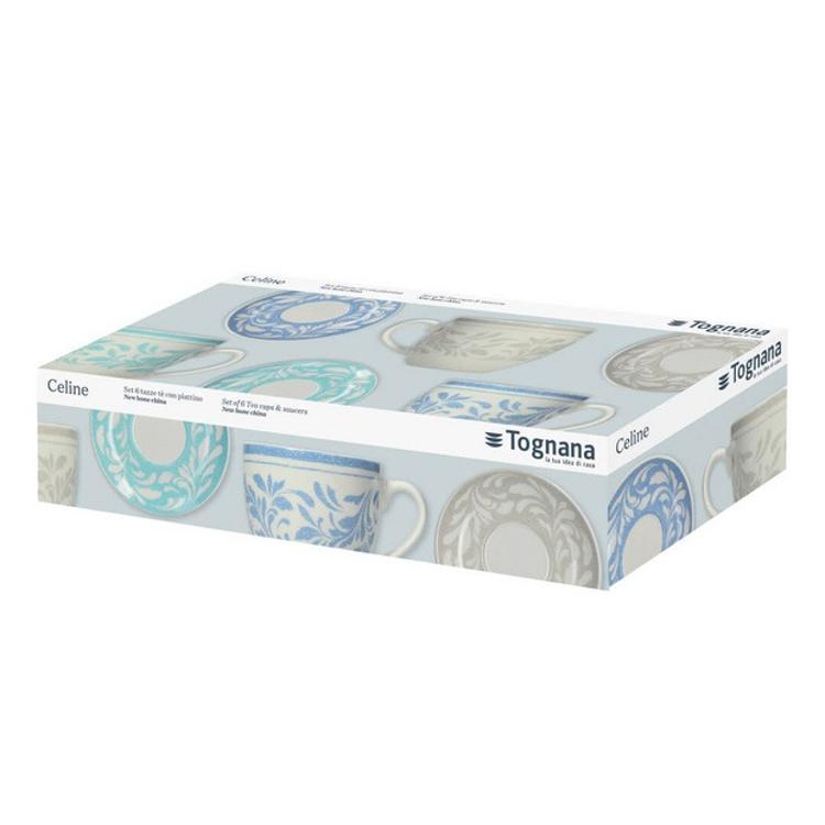 Set skodelic s podstavkom, porcelan, 200 ml, 6 kos