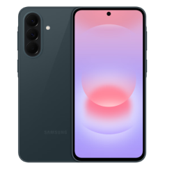 Sprednji in zadnji pogled na telefon Samsung Galaxy v sivo zeleni barvi.