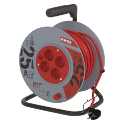 Kolutni podaljšek Emos 25 m / 4 vtičnice / oranžni / PVC / 230 V / 1,5 mm2