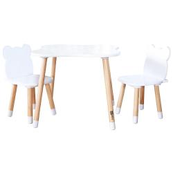 FreeON set stol in mizica (2 stola v setu), bela/natur les
