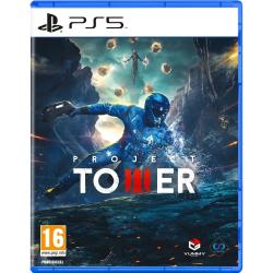 Igra Project Tower za PlayStation 5 v fizični embalaži, z znanstvenofantastičnim akcijskim prizorom in oznako PEGI 16.