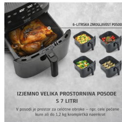 Caso AirFry & Steam 700 z veliko 7‑litrsko posodo za pripravo celih obrokov, vključno s celim piščancem in večjimi porcijami hrane