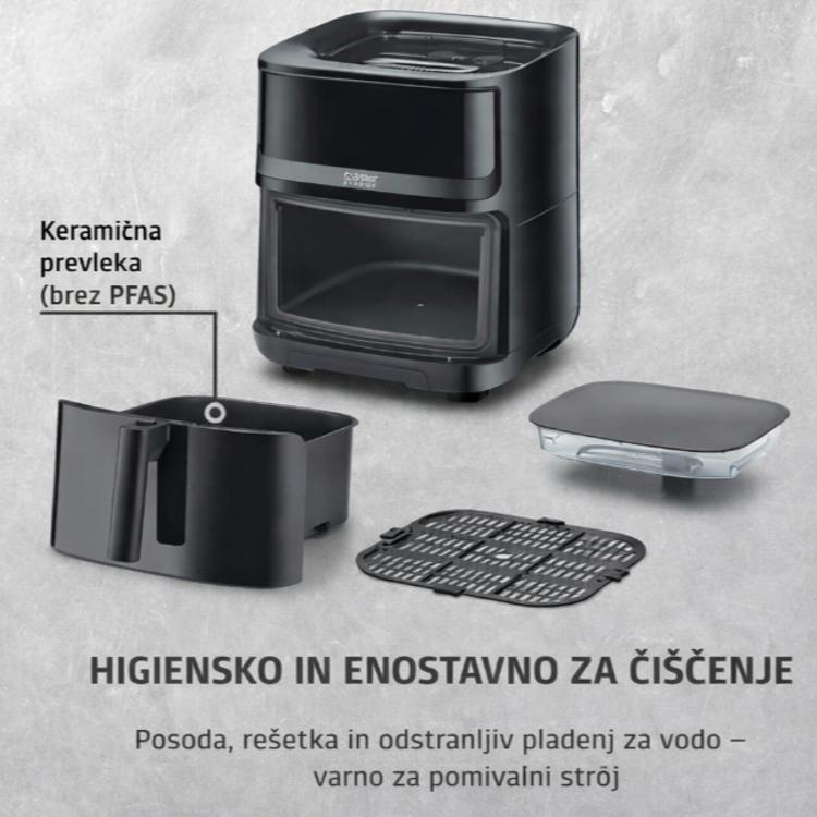 Upravljalna plošča Caso AirFry & Steam 700 z 10 prednastavljenimi programi za cvrtje na vroč zrak, pečenje, žar, kuhanje na paro in regeneracijo jedi