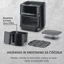 Upravljalna plošča Caso AirFry & Steam 700 z 10 prednastavljenimi programi za cvrtje na vroč zrak, pečenje, žar, kuhanje na paro in regeneracijo jedi