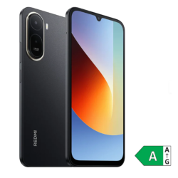Pametni telefon Redmi A7 Pro v črnem ohišju, prikaz spredaj in zadaj, velik zaslon z zarezo ter dvojna kamera 13 MP.