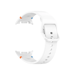 Bel silikonski pašček Samsung Stitch za Galaxy Watch, mehak material, kontrastni detajli in klasična zaponka.